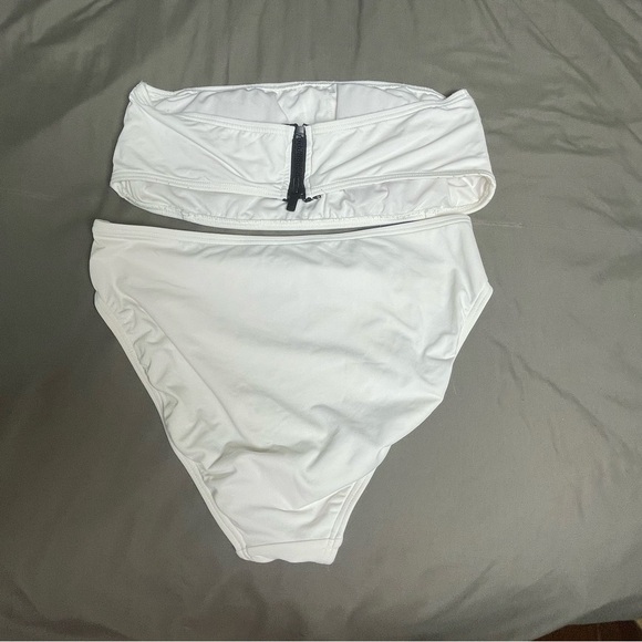 Michael Kors White Bandeau Bikini Bathing Suit Size Large - Picture 2 of 14